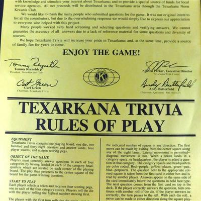 147 Texarkana Trivia 1984 Board Game 21 x 11 x 2