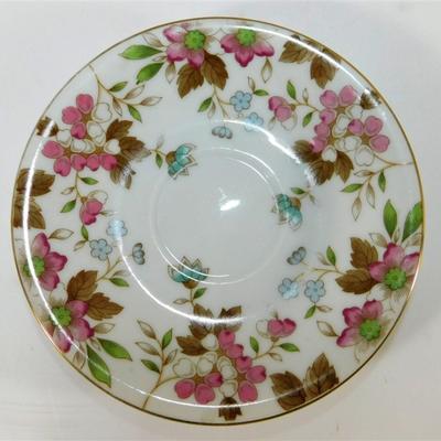 148 Lot of 4 Cups and Saucers with Stands - Royal Albert Old Country Roses/ Royal Stafford / Royal Sutherland Staffordshire /Sango Carlton