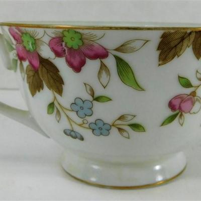 148 Lot of 4 Cups and Saucers with Stands - Royal Albert Old Country Roses/ Royal Stafford / Royal Sutherland Staffordshire /Sango Carlton