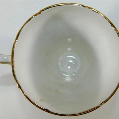 148 Lot of 4 Cups and Saucers with Stands - Royal Albert Old Country Roses/ Royal Stafford / Royal Sutherland Staffordshire /Sango Carlton