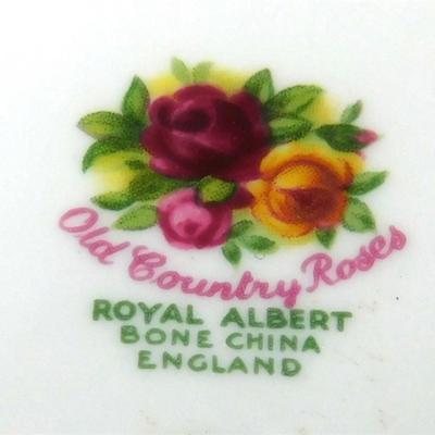 148 Lot of 4 Cups and Saucers with Stands - Royal Albert Old Country Roses/ Royal Stafford / Royal Sutherland Staffordshire /Sango Carlton