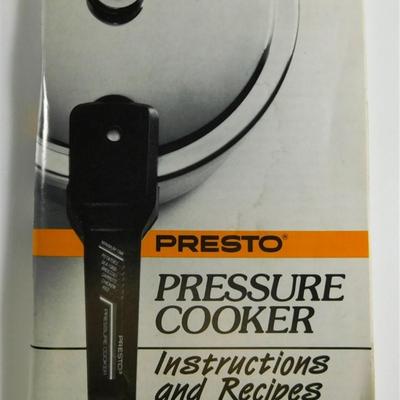164 Presto Pressure Cooker With Pressure Regulator. Includes Instructions and Recipes 1990 15 x 17 1/2 approx.