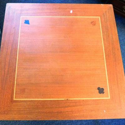 168 Wood Card Table with Wood Inlay 30 x 30 x 27
