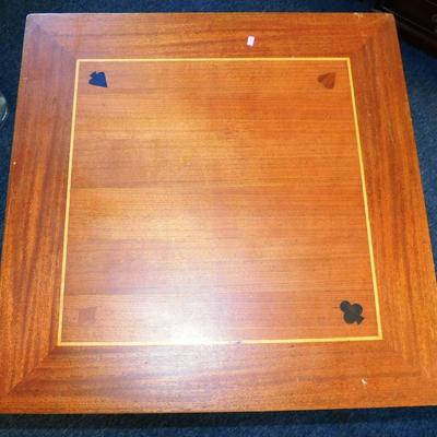 168 Wood Card Table with Wood Inlay 30 x 30 x 27