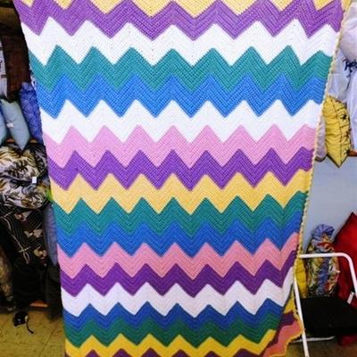 170 Multi Color Afghan 42 x 62 Pink Purple Yellow