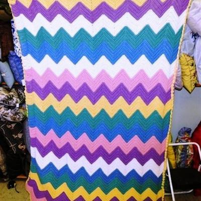 170 Multi Color Afghan 42 x 62 Pink Purple Yellow