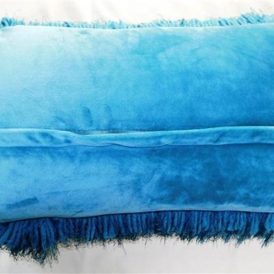 176 Large Fluffy Blue Pillow 24 x 12
