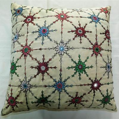 177 Cream Boho Style Pillow 17 x17