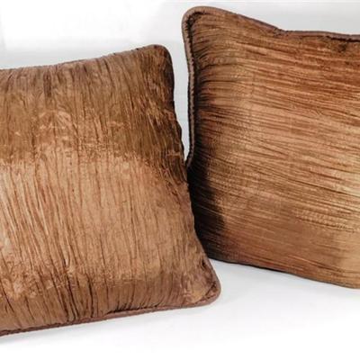 179 Lot of 2 Blue and Brown Floral Decorative Pillow 18 x 18