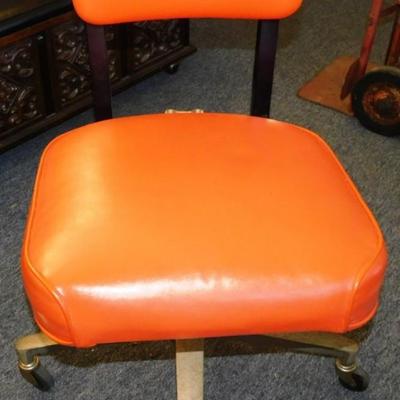 183 Vintage Orange Rolling Chair 17 1/2 x 33