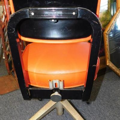 183 Vintage Orange Rolling Chair 17 1/2 x 33