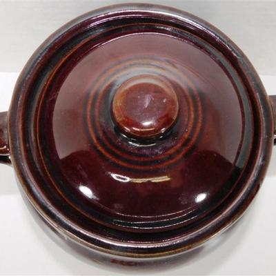 185 Lot of 7 - 4x7 Bean Pot No Markings- Mammoth Bean Pot 6 inch Tall- Vintage Hall Brown Glaze Stoneware 10 Skillets