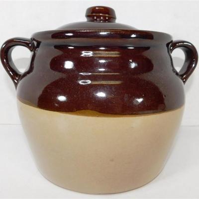 185 Lot of 7 - 4x7 Bean Pot No Markings- Mammoth Bean Pot 6 inch Tall- Vintage Hall Brown Glaze Stoneware 10 Skillets