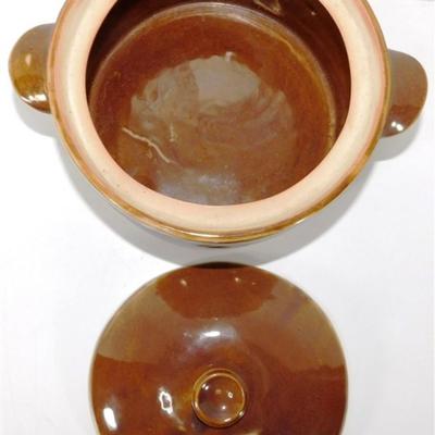 185 Lot of 7 - 4x7 Bean Pot No Markings- Mammoth Bean Pot 6 inch Tall- Vintage Hall Brown Glaze Stoneware 10 Skillets