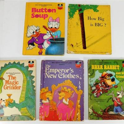 Lot of 5 Children's Books- Walt Disney & Scholastic - Breer Rabbit & His Friends 1973 ~ How Big is Big 1964 ~ The Magic...