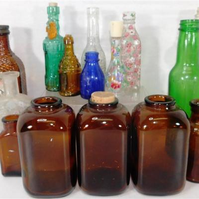 210 Lot of 15 Vintage Bottles Multiple Shapes and Sizes