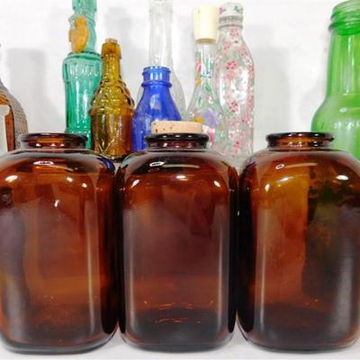 210 Lot of 15 Vintage Bottles Multiple Shapes and Sizes
