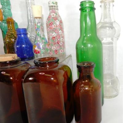 210 Lot of 15 Vintage Bottles Multiple Shapes and Sizes