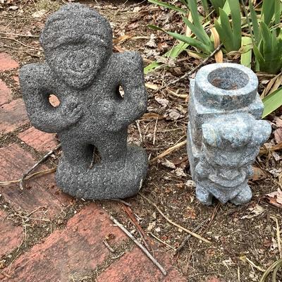 O1315 Chinese Archaic Carved Hardstone Ts'ung & Statue