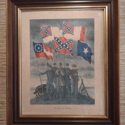 Framed Flags of the Confederacy Print