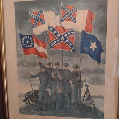 Framed Flags of the Confederacy Print