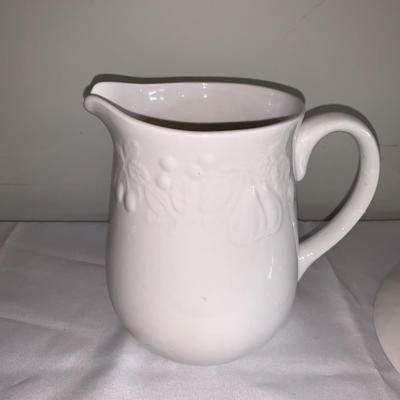 Gibson fruit off white pitcher and platter
