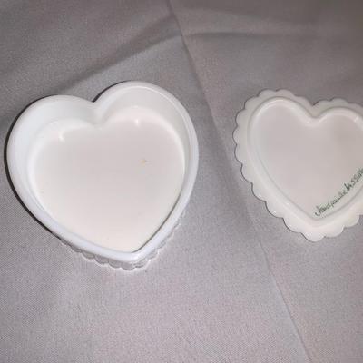 Fenton Hand Painted Heart Trinket Box with Hummingbird