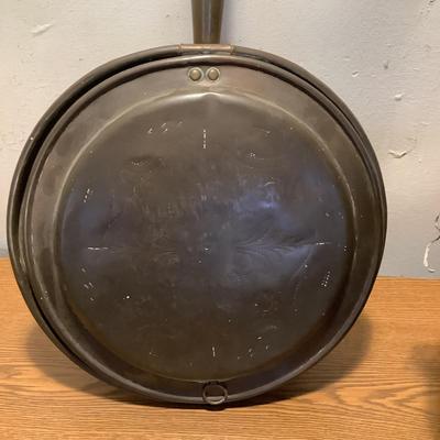 W1353 Vintage Brass & Copper Bed Warmer & Bucket