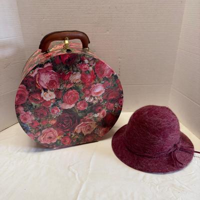 U1243 Vintage Floral Hatbox Travel Case with MADCAPS Women's Hat