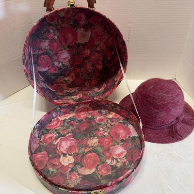 U1243 Vintage Floral Hatbox Travel Case with MADCAPS Women's Hat