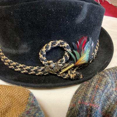 U1246 Vintage Byron Velvet Fedora Hat, Trachten Style with Cap,Sheffield, Hats