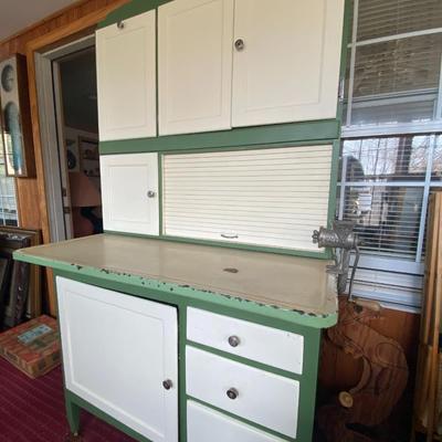 Vintage Hoosier Cabinet with Flour Bin and Breadbox (on Wheels)