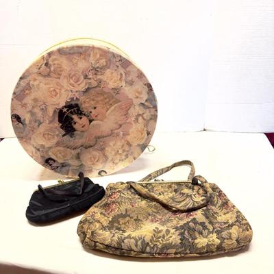 U1253 Vintage Tapestry Bag, Evening Bag & Hat Box