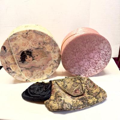 U1253 Vintage Tapestry Bag, Evening Bag & Hat Box