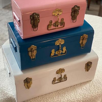 Pink, blue, and white cases