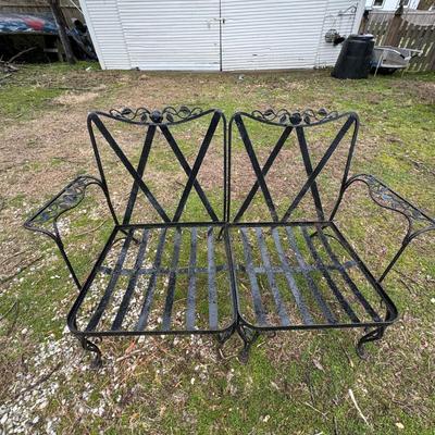 1400 Vintage Woodard Black Iron Loveseat