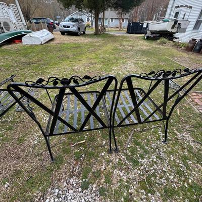 1401 Vintage Woodard Black Iron Loveseat & Chair