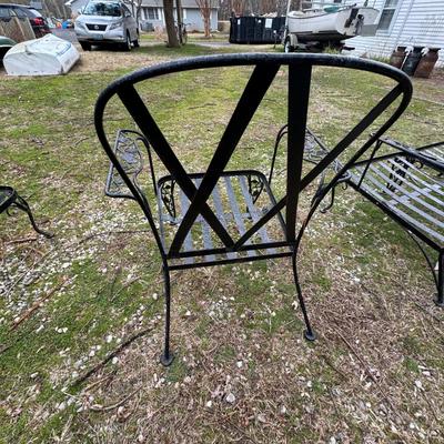 1401 Vintage Woodard Black Iron Loveseat & Chair