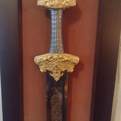 Vintage Replica Legendary Sword of the Vikings with Wooden Display Case