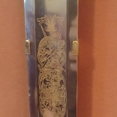 Vintage Replica Legendary Sword of the Vikings with Wooden Display Case
