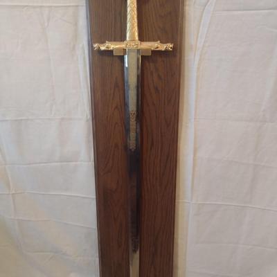 Vintage Replica Sword of Charlemagne with Wooden Display Case