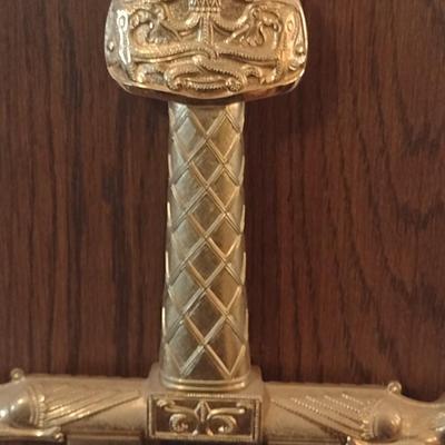 Vintage Replica Sword of Charlemagne with Wooden Display Case