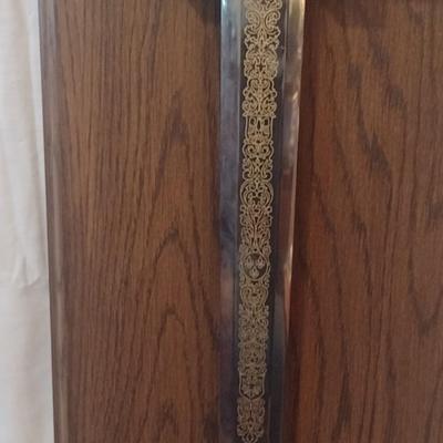 Vintage Replica Sword of Charlemagne with Wooden Display Case