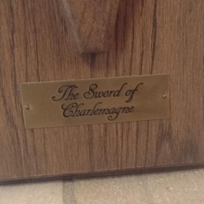 Vintage Replica Sword of Charlemagne with Wooden Display Case