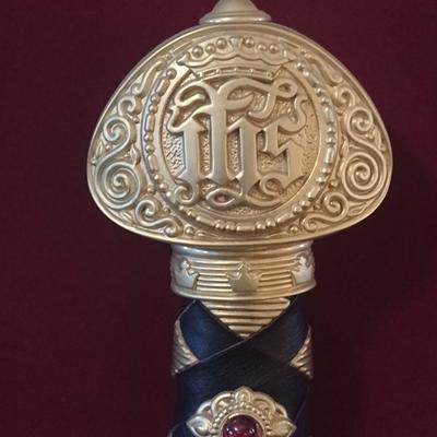 Vintage Replica Sword of the Holy Roman Empire with Wooden Display Case