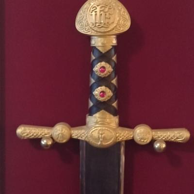 Vintage Replica Sword of the Holy Roman Empire with Wooden Display Case