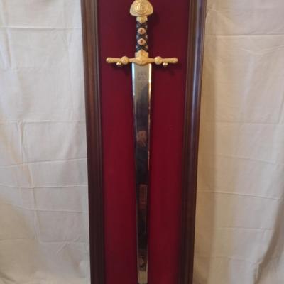 Vintage Replica Sword of the Holy Roman Empire with Wooden Display Case