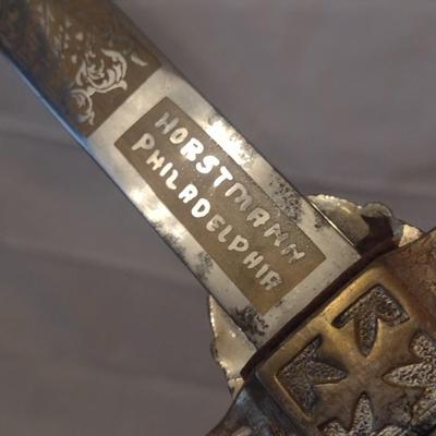 Antique Horstmann Knights Templar Lodge Masonic Sword with Scabbard Pre-1920's