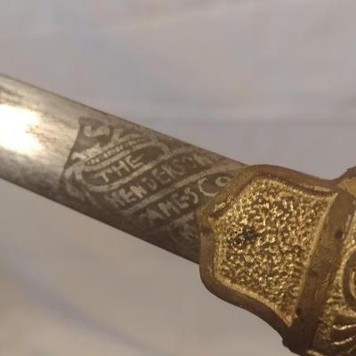 Antique Henderson Ames Knights Templar Lodge Masonic Sword with Scabbard Pre-1920's