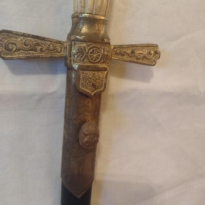 Antique Henderson Ames Knights Templar Lodge Masonic Sword with Scabbard Pre-1920's